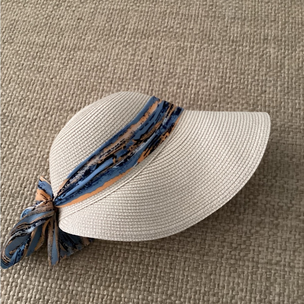 ☀️ Wide brim sun hat visor straw NWOT
